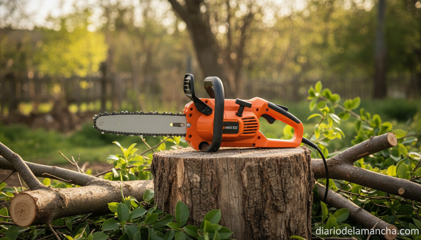 La sorprendente mini motosierra eléctrica de 1 kg que conquista Amazon con su ligereza y potencia 1 Mini motosierra eléctrica compacta para poda y trabajos de jardín