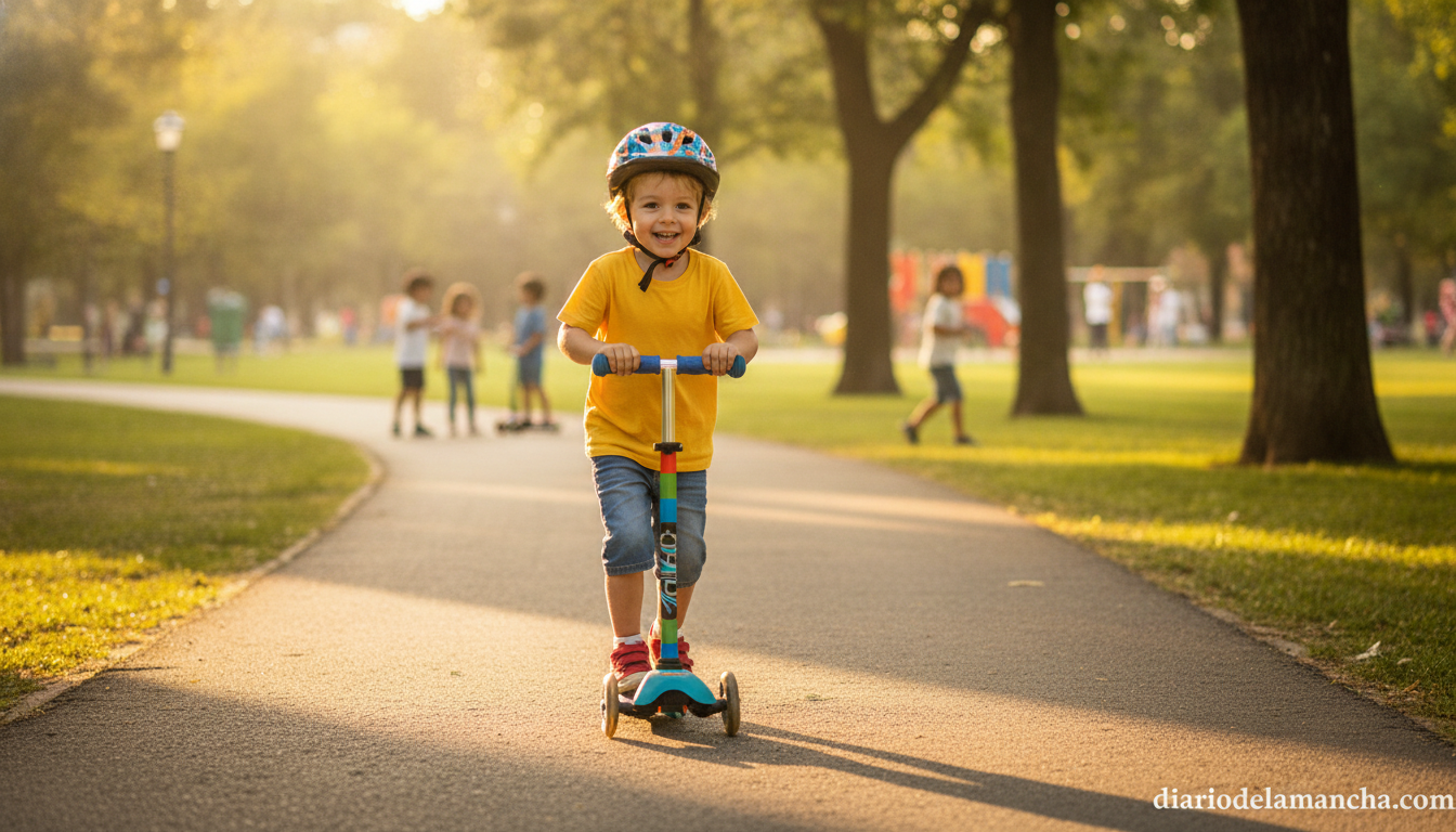 Probamos los mejores patinetes para niños y te contamos cuáles son los favoritos 1 Niño montando en patinete en el parque