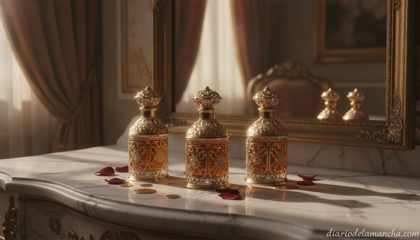 Los perfumes Lattafa perfectos para sorprender en Reyes 1 Perfumes Lattafa sobre tocador elegante