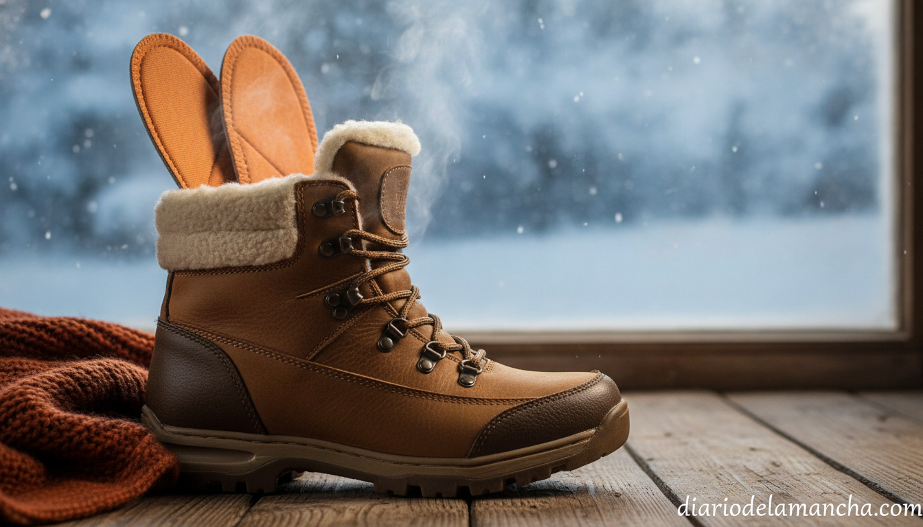 Disfruta de pies cálidos este invierno con las plantillas calentadoras top en Amazon 1 Plantillas calentadoras dentro de una bota de invierno