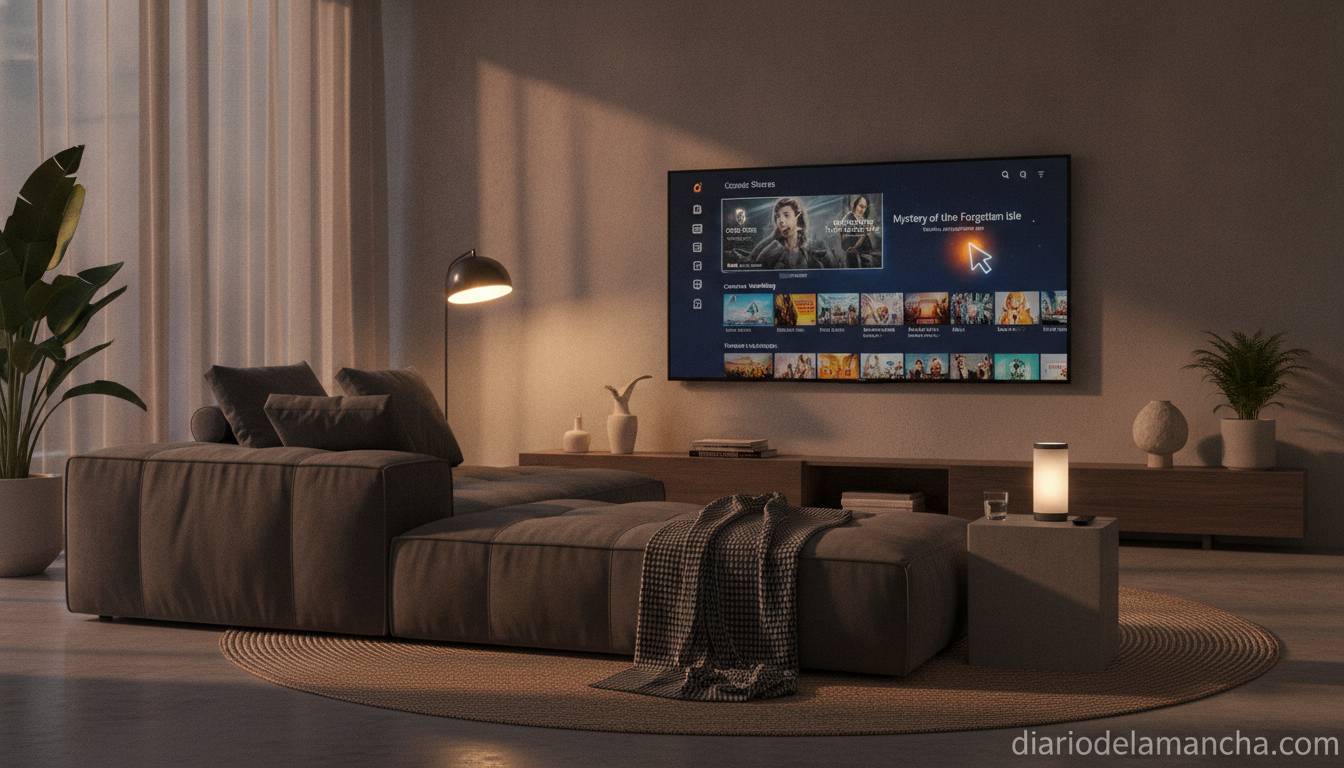 Movistar Plus+ presenta series imperdibles para 2026: Matlock y El largo río de las almas entre las nominadas a los Globos de Oro 1 Salon con television mostrando plataforma de streaming
