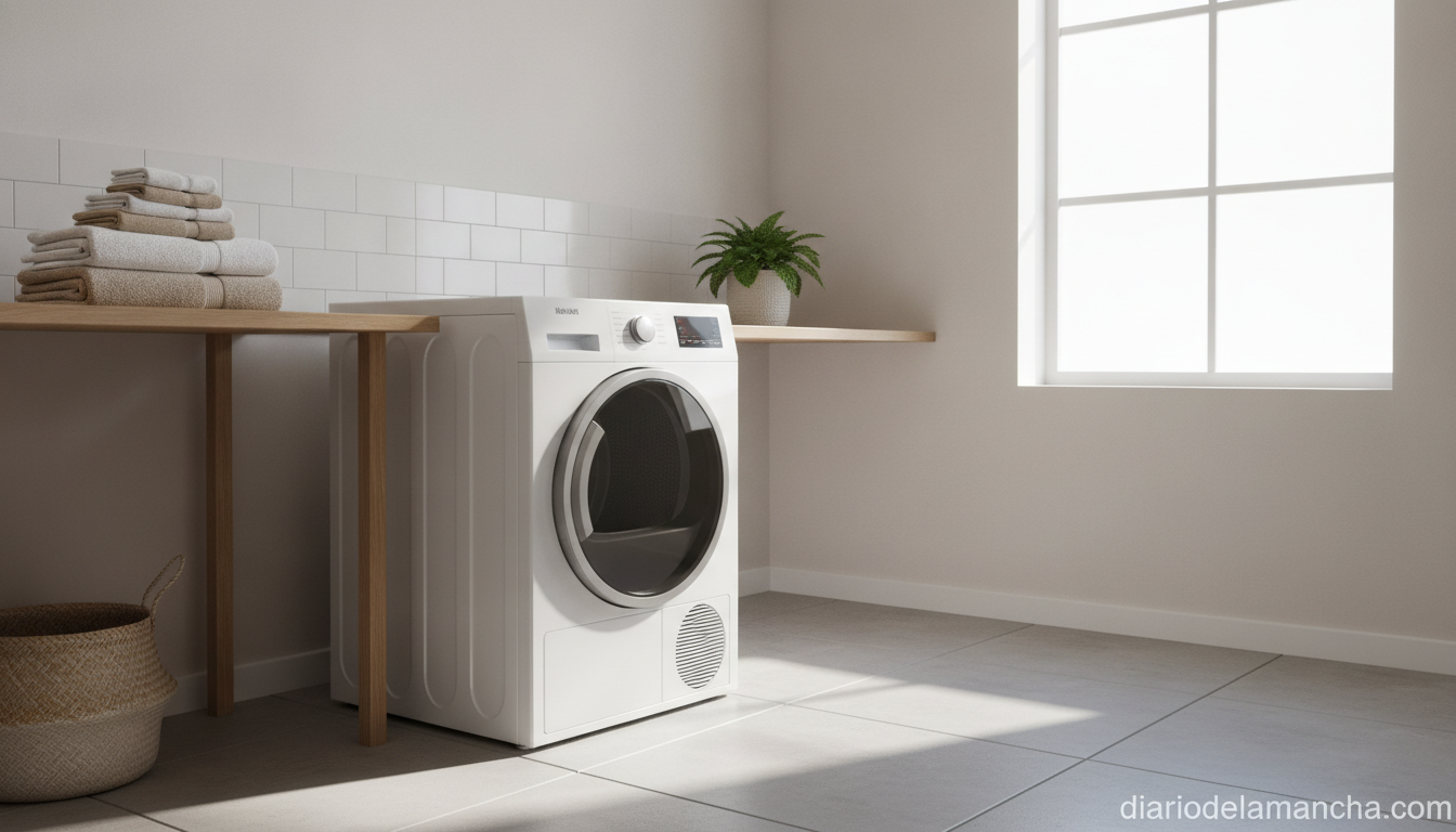 Por qué la secadora AEG se ha convertido en la favorita del hogar y arrasa en ventas en el mercado actual 1 Secadora AEG 7000 SensiDry en un cuarto de lavandería moderno
