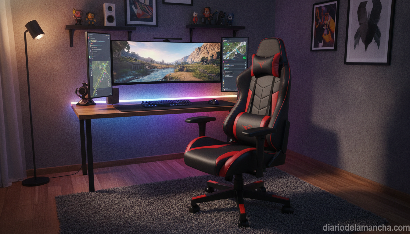 De la comodidad a la competencia: Sillas gamer para una postura ideal y máximo rendimiento 1 Silla gaming ergonómica en set-up de escritorio