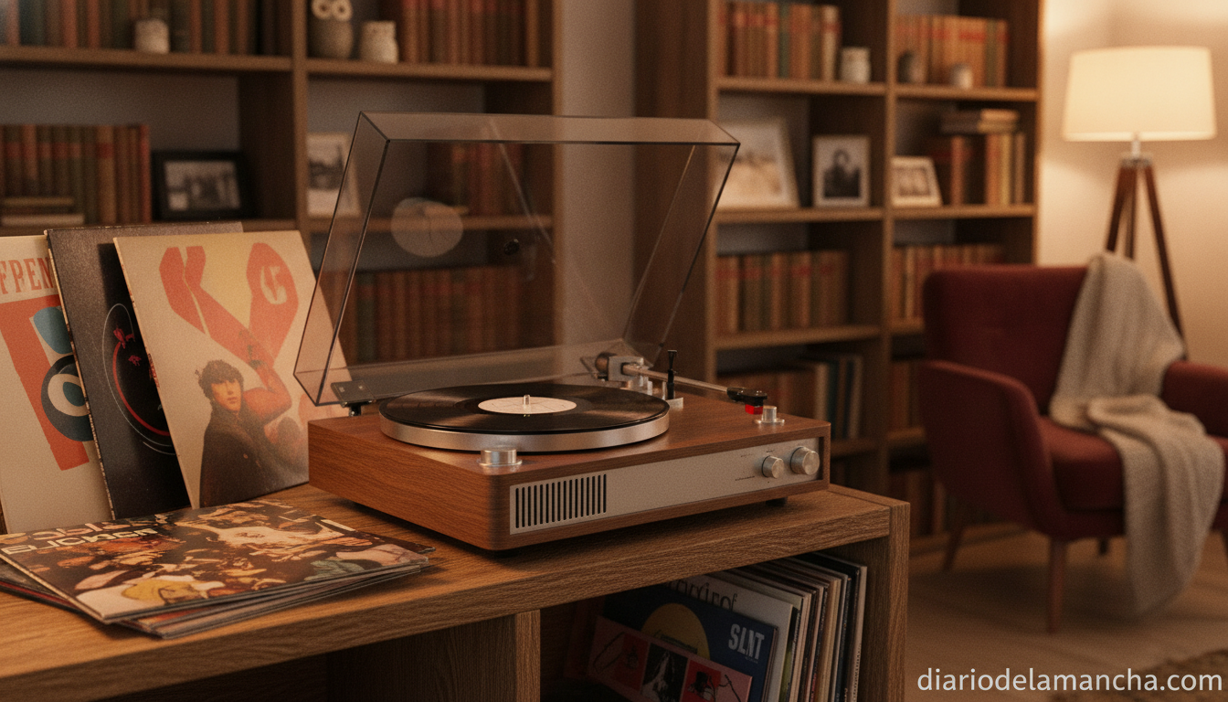 El renacer de los vinilos se afirma en 2026 1 Tocadiscos moderno con vinilos en salón acogedor