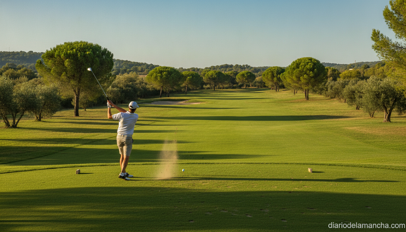 Jugador de golf golpeando la pelota en un campo durante el torneo provincial de Guadalajara 2026