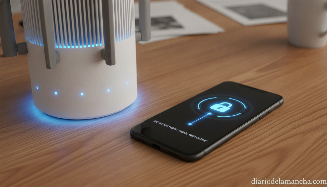 Las 10 VPN más destacadas en 2026: análisis, comparativas y guía definitiva 2 Router y smartphone conectados a una red VPN segura