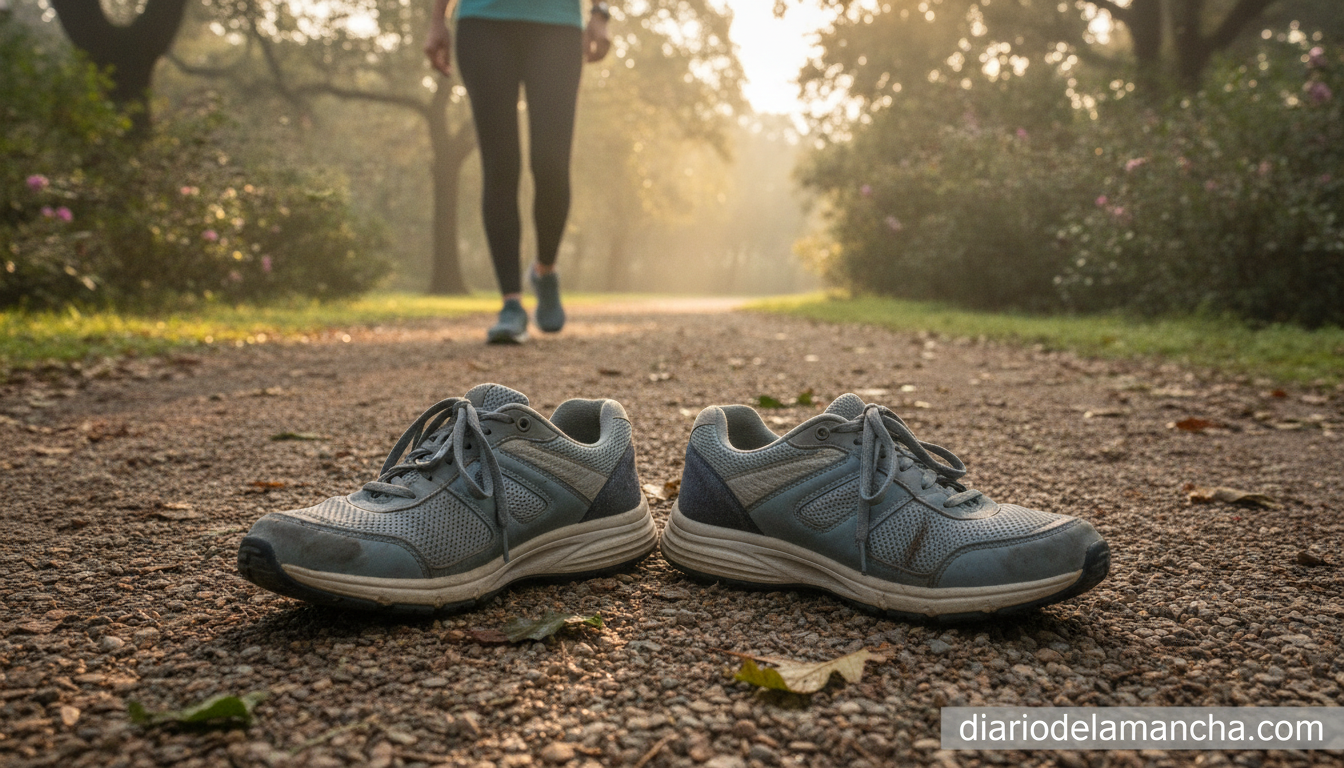 Zapatillas cómodas para caminar en un camino de parque