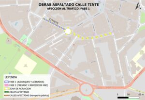Obras de asfaltado en la calle Tinte de Ciudad Real