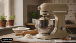 Amasadora de cocina retro amasando pan