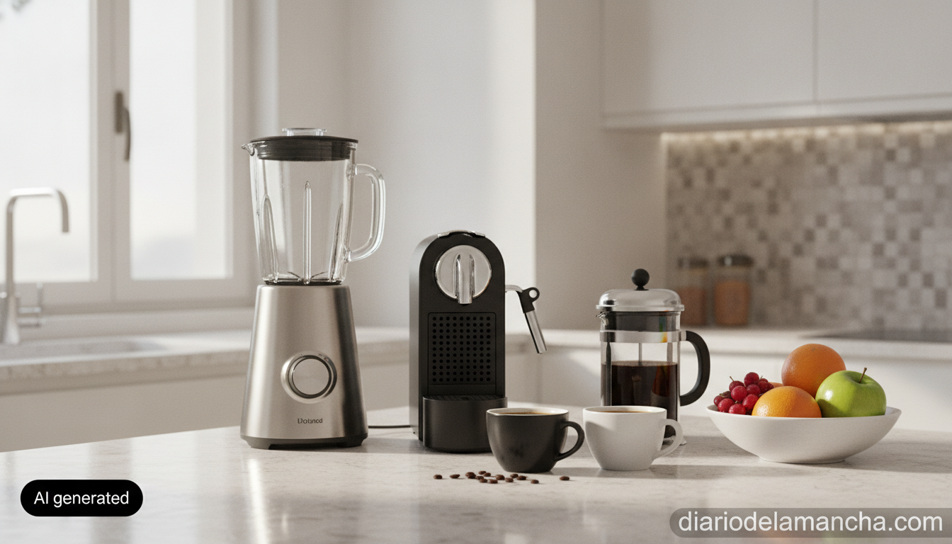 Las batidoras esenciales para elevar tu cocina a otro nivel 1 Batidora y cafetera en cocina moderna