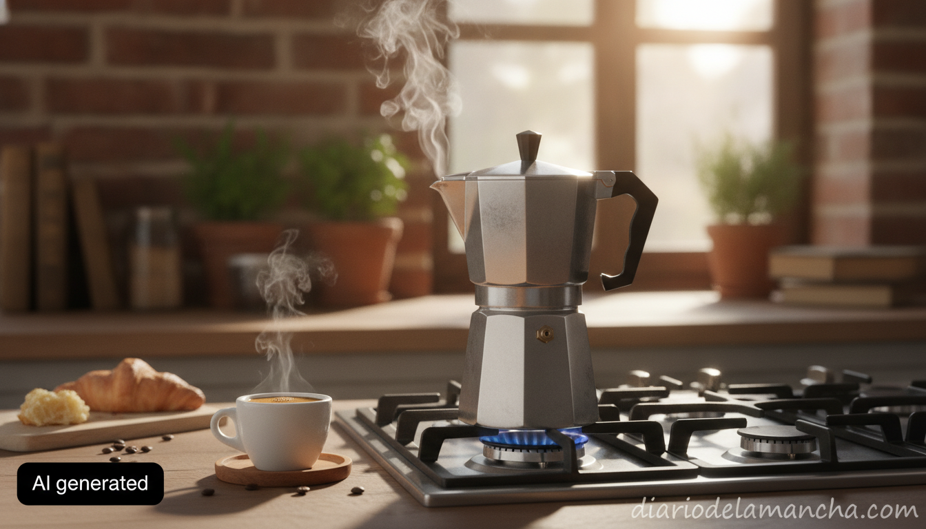 Cafetera moka italiana en cocina