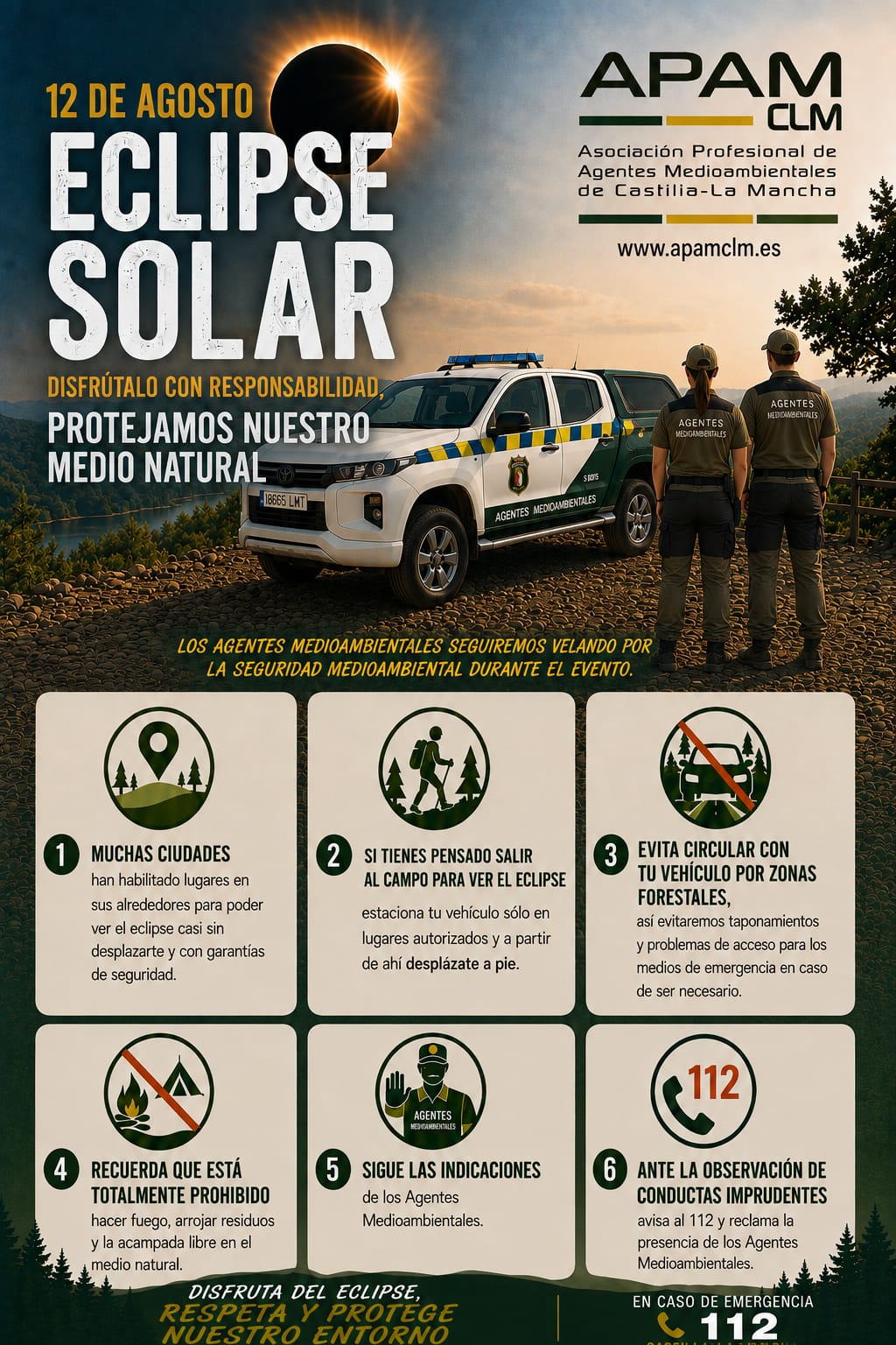 Eclipse del 12 de agosto: los agentes medioambientales piden máxima precaución en los espacios naturales de Castilla-La Mancha 1 Eclipse del 12 de agosto: los agentes medioambientales piden máxima precaución en los espacios naturales de Castilla-La Mancha 1