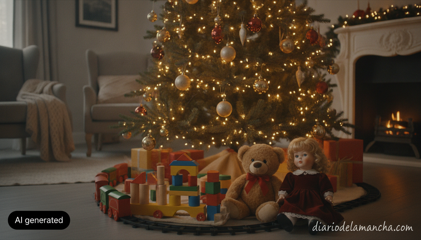Juguetes navideños en oferta bajo el árbol de Navidad