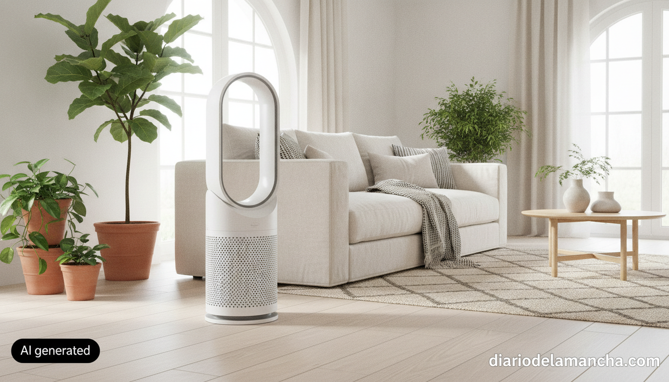 Purificador de aire en un salon luminoso