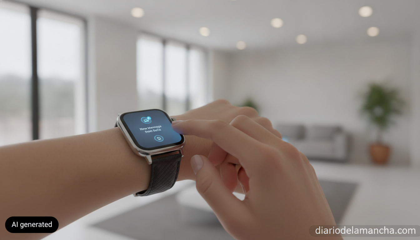 Persona usando smartwatch Xiaomi en la muneca