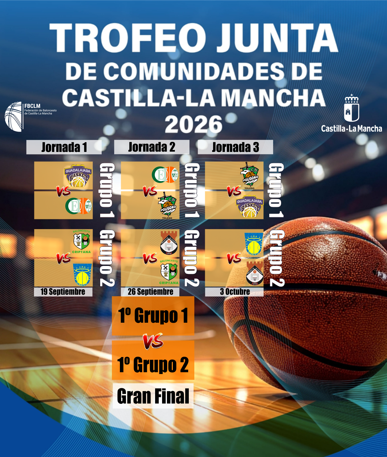 Calendario oficial del Trofeo JCCM femenino de baloncesto 2026