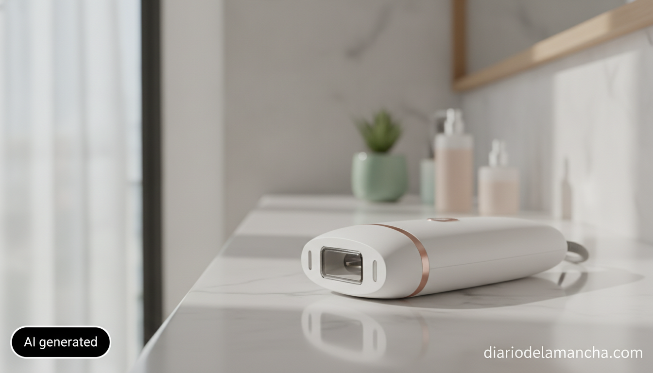 Depiladora IPL sobre encimera de baño moderno