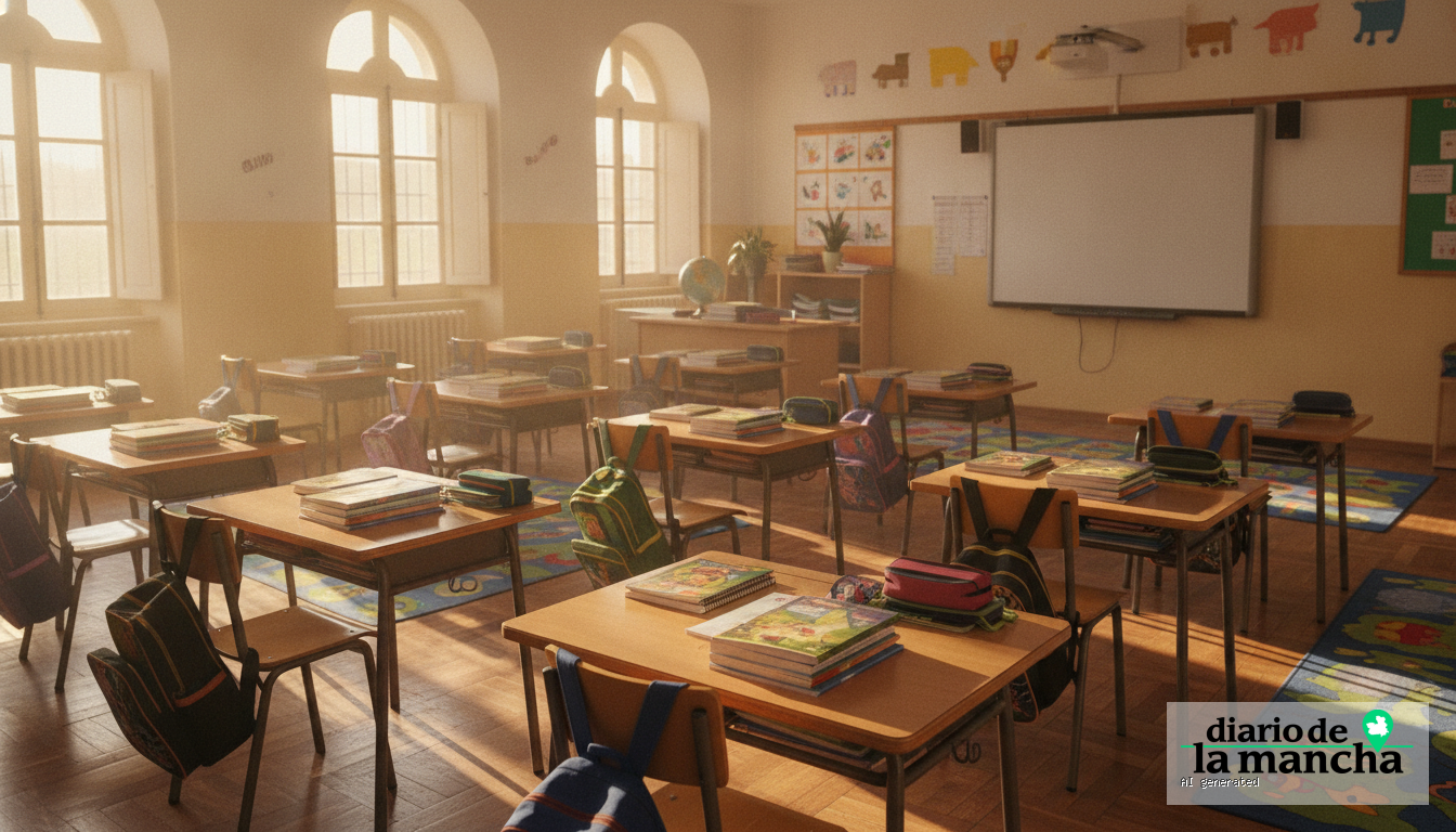 Aula de un colegio preparada para el inicio de curso