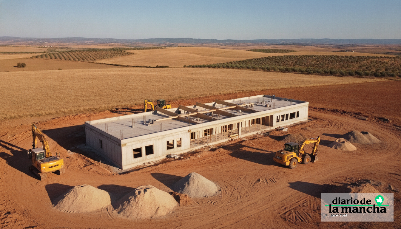 Obras de construcción de un colegio rural en Castilla-La Mancha